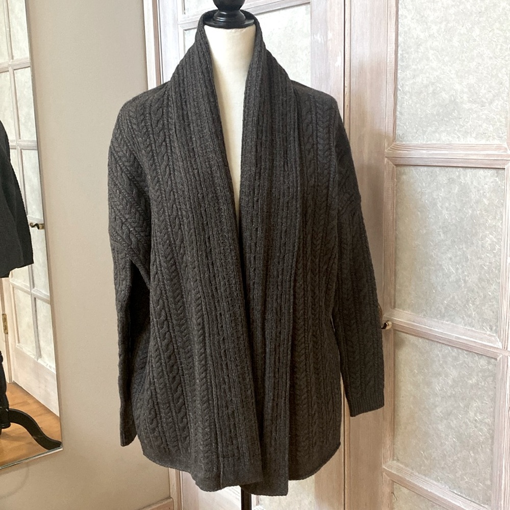 VINCE oversized shawl cardigan Charcoal Brown S/P